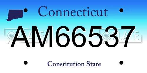 AM66537 Connecticut License Plate