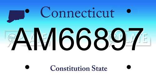 AM66897 Connecticut License Plate