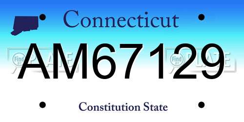 AM67129 Connecticut License Plate