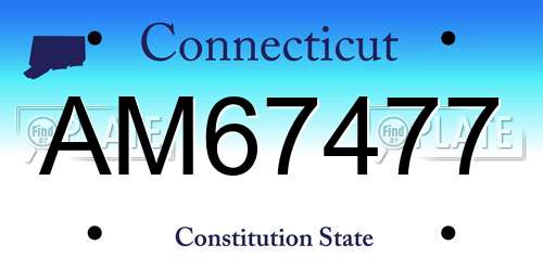 AM67477 Connecticut License Plate