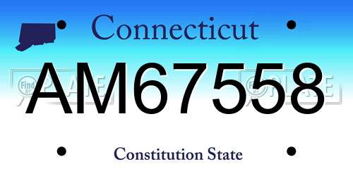 AM67558 Connecticut License Plate
