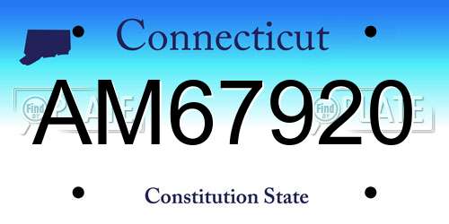 AM67920 Connecticut License Plate