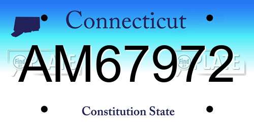 AM67972 Connecticut License Plate