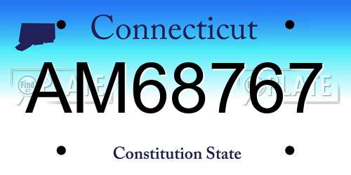 AM68767 Connecticut License Plate