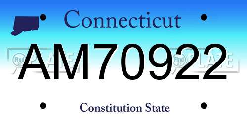 AM70922 Connecticut License Plate