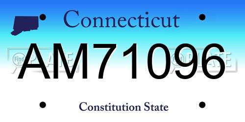 AM71096 Connecticut License Plate