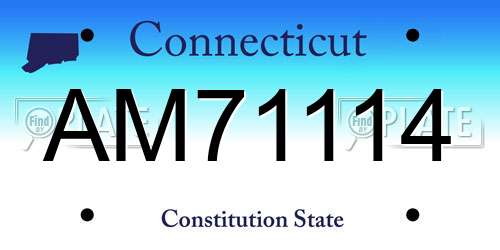 AM71114 Connecticut License Plate
