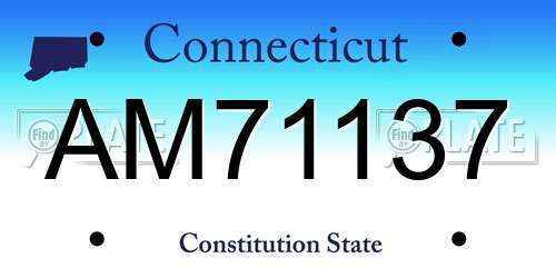 AM71137 Connecticut License Plate