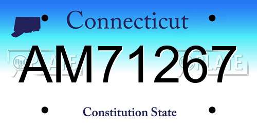 AM71267 Connecticut License Plate