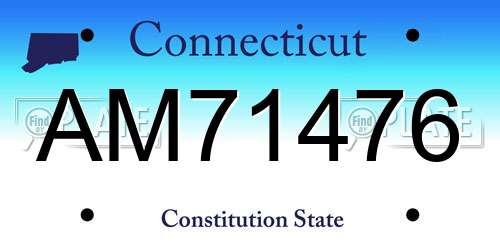 AM71476 Connecticut License Plate
