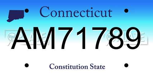 AM71789 Connecticut License Plate