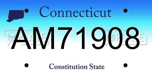 AM71908 Connecticut License Plate