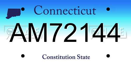 AM72144 Connecticut License Plate