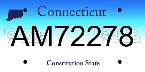 AM72278 Connecticut License Plate