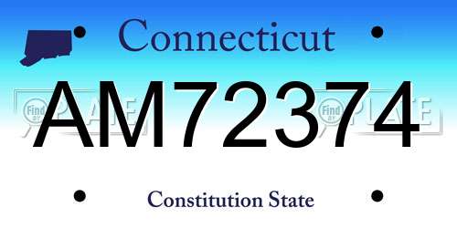 AM72374 Connecticut License Plate