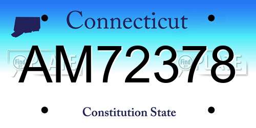 AM72378 Connecticut License Plate