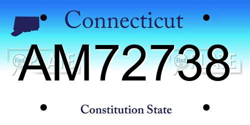 AM72738 Connecticut License Plate
