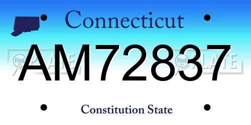 AM72837 Connecticut License Plate