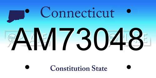 AM73048 Connecticut License Plate