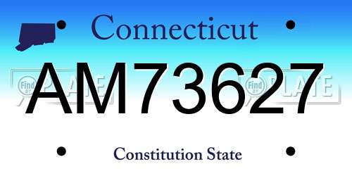 AM73627 Connecticut License Plate