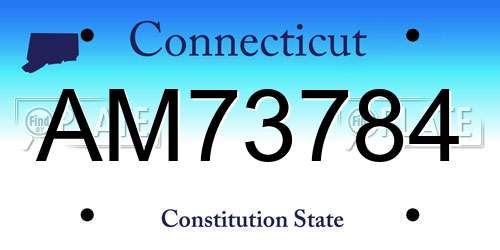 AM73784 Connecticut License Plate