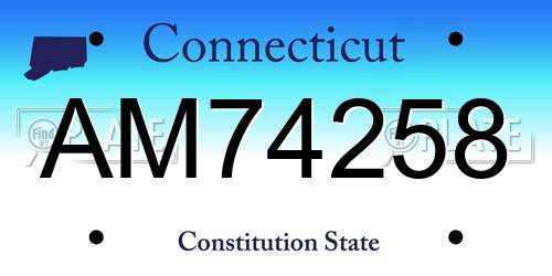 AM74258 Connecticut License Plate