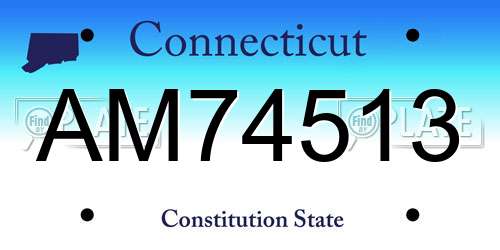 AM74513 Connecticut License Plate