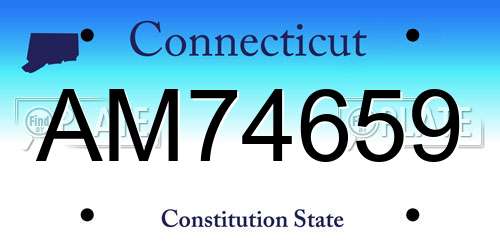 AM74659 Connecticut License Plate