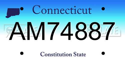 AM74887 Connecticut License Plate