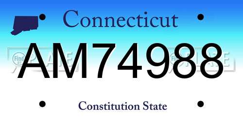 AM74988 Connecticut License Plate