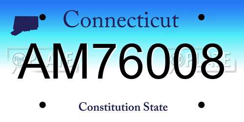 AM76008 Connecticut License Plate