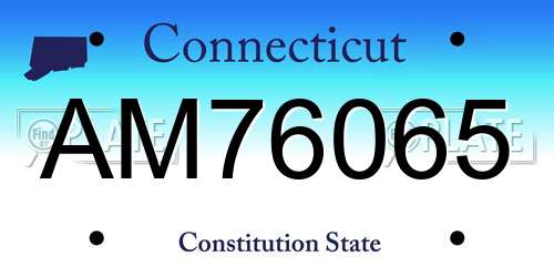 AM76065 Connecticut License Plate