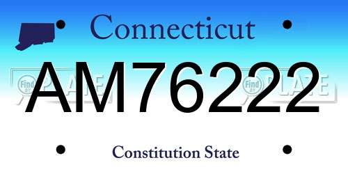 AM76222 Connecticut License Plate