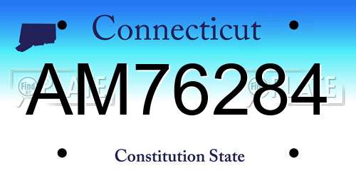 AM76284 Connecticut License Plate