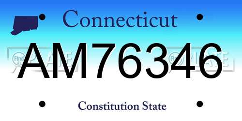 AM76346 Connecticut License Plate