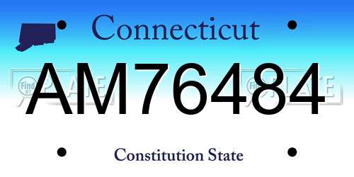 AM76484 Connecticut License Plate