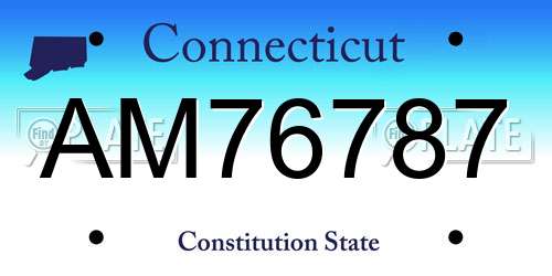 AM76787 Connecticut License Plate