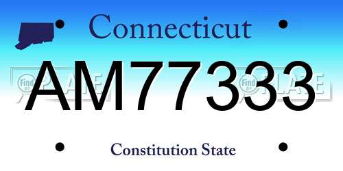 AM77333 Connecticut License Plate