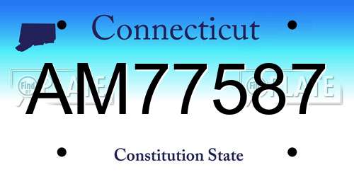 AM77587 Connecticut License Plate
