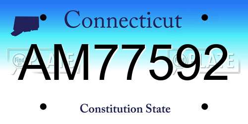 AM77592 Connecticut License Plate