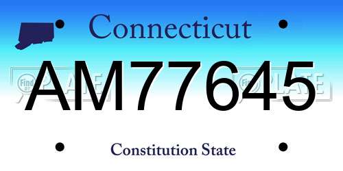 AM77645 Connecticut License Plate