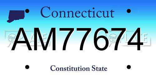 AM77674 Connecticut License Plate