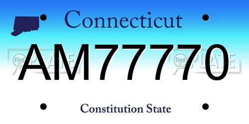 AM77770 Connecticut License Plate