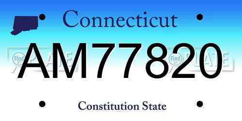 AM77820 Connecticut License Plate