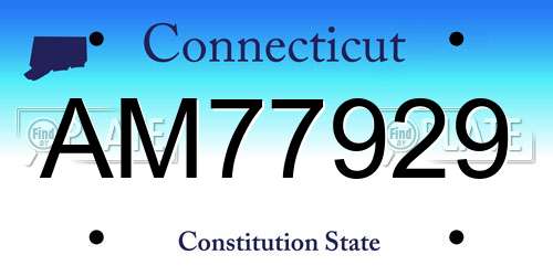 AM77929 Connecticut License Plate