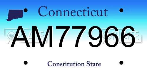 AM77966 Connecticut License Plate