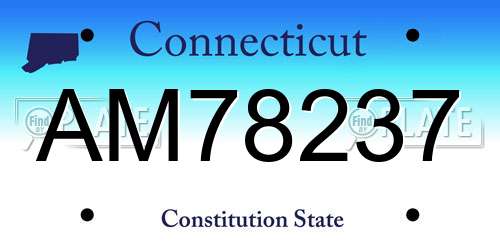 AM78237 Connecticut License Plate