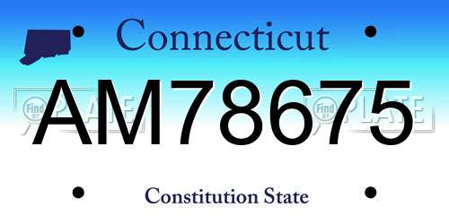 AM78675 Connecticut License Plate