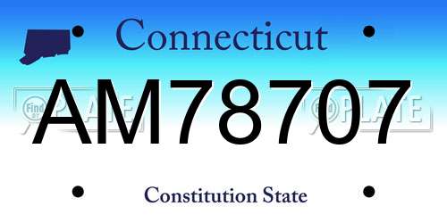 AM78707 Connecticut License Plate