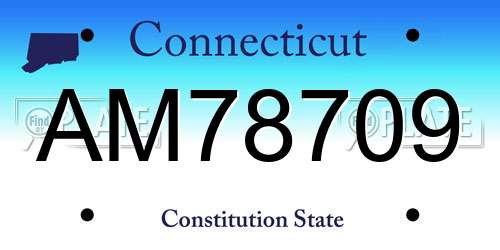 AM78709 Connecticut License Plate